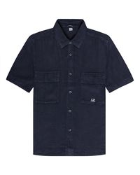 C.P. Company - Linen Ss Shirt Navy - Lyst