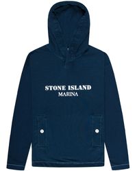 Stone Island - Marina Marina Mid Logo Hoodie Navy - Lyst