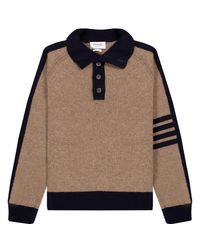Thom Browne - Jersey Stitch Mock Neck 4-bar Stripe Pullover Jumper Medium Brown - Lyst