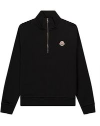 Moncler - Ls 1/4 Zip Sweatshirt Black - Lyst