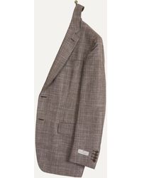 Canali - Wool Blend Checked Jacket Brown/blue - Lyst