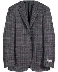 Canali - Check Wool Patch Pocket Jacket Grey/crimson/white - Lyst