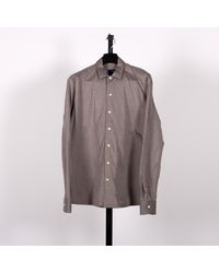 Eton - Jersey Full Button Shirt Taupe - Lyst