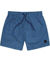 BOSS - Vibe Geo Printed Swim Shorts Blue - Lyst