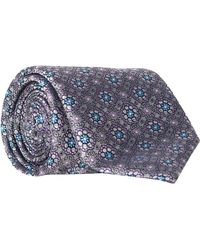 Canali - Floral Patterned Silk Tie Grey/blue - Lyst