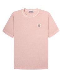 Stone Island - Washed Jersey Box Logo T-shirt Rosa - Lyst