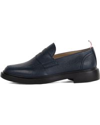 Thom Browne - Pebble Grained Leather Loafers Rubber Sole Navy - Lyst