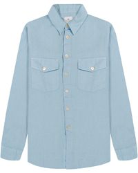 Paul Smith - Ps Regular Fit Ls Double Pocket Linen Shirt Light Blue - Lyst