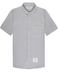 Thom Browne - Seersucker Rounded Collar Shirt White/grey - Lyst