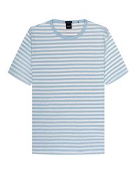 BOSS - Hugo Tiburt Striped Linen T-shirt Sky Blue/white - Lyst