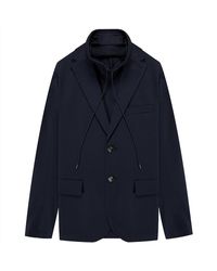 Emporio Armani - Travel Essentials Wool Blend Full Zip Jersey Blazer Navy - Lyst