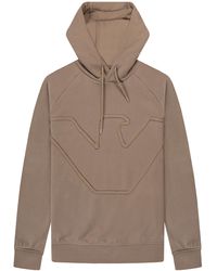 Emporio Armani - Oversized Rope Effect Embroided Eagle Hoodie Morel - Lyst