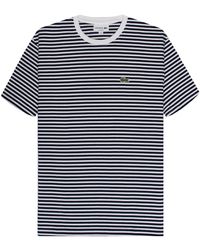Lacoste - Striped Heavy Cotton T-shirt Navy/white - Lyst