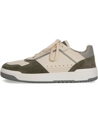 Brunello Cucinelli - Grained Calfskin And Washed Suede Basket Trainers Olive/white - Lyst