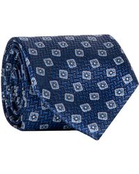 Canali - Square Medallion Stitched Tie Blue/sky Blue - Lyst