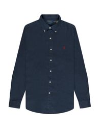 Polo Ralph Lauren - Custom Fit Linen Shirt Navy - Lyst