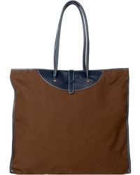 Pockets - Calabrese Rotolo Shopping Bag Canvas And Leather Trim Chocolate Brown - Lyst