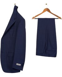 Canali Slim Fit Luxury Silk & Linen Suit Navy - Blue