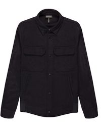 Emporio Armani - Cashmere Wool Cloth Shirt Jacket Navy - Lyst
