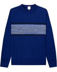 Paul Smith - Lambswool Crewneck Striped Sweater Indigo - Lyst