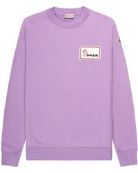 Moncler - Stamp Logo Crew Neck Sweatshirt Purple - Lyst
