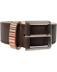 Paul Smith - Signature Stripe Keeper Leather Belt Dark Brown - Lyst