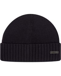 BOSS - Fati Ribbed Beanie Hat - Lyst