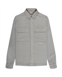 C.P. Company - Ls Double Pocket Heavy Twill Shirt Drizzle Grey - Lyst