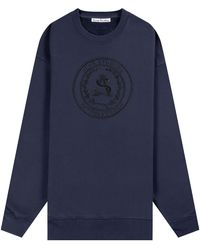 Acne Studios - 'forban Embroided' Chest Logo Sweatshirt Navy - Lyst