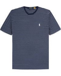 Polo Ralph Lauren - Custom Slim Fit Soft Cotton Striped T-shirt Navy/white - Lyst