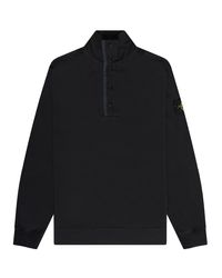 Stone Island - 1/4 Button Sweatshirt Black - Lyst