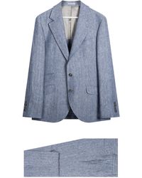 Brunello Cucinelli - Herringbone Linen, Wool & Silk-blend Suit Navy - Lyst