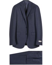 Canali Striped Flannel Navy Suit - Blue