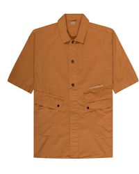 C.P. Company - Embroidered Logo Utility Ss Shirt Orange - Lyst