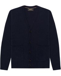 BOSS - Hugo Pandoro Cashmere & Silk Cardigan Navy - Lyst