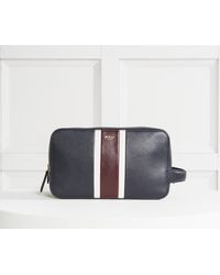 Mulberry University Stripe Leather Wash Bag - Blue