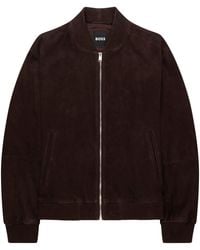BOSS - H Muller Suede Bomber Jacket - Lyst