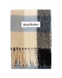 Acne Studios - Mohair Checked Scarf Blue/beige/black - Lyst
