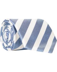 Canali - College Stripe Silk Tie Blue/white - Lyst