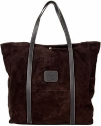 Pockets - Calabrese Shopping Suede Tote Bag Chocolate Brown - Lyst