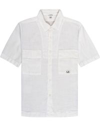 C.P. Company - Ss Linen Shirt White - Lyst