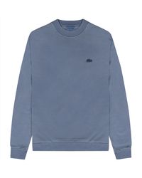 Lacoste - Washed Loose Fit Crewneck Sweatshirt Blue - Lyst