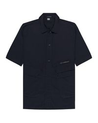 C.P. Company - Embroidered Logo Utility Ss Shirt Navy - Lyst