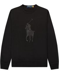 Polo Ralph Lauren - Leather Pony Logo Crewneck Sweatshirt Black - Lyst