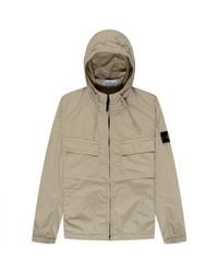 Stone Island - Supima Cotton Twill Hooded Jacket Beige - Lyst