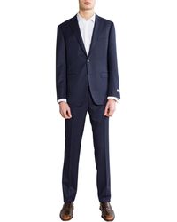 Canali Slim Fit Flannel Suit Navy - Blue