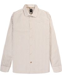 BOSS - Hugo C-hal-kent Casual Fit Stripe Shirt Medium Beige/white - Lyst