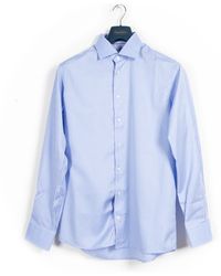 Eton of Sweden Ss19 Fine Herringbone Stripe Shirt Blue