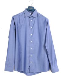 Eton of Sweden Slim Fit Herringbone Twill Shirt Blue