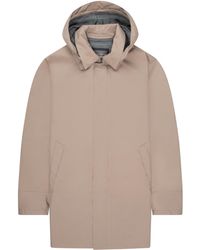 Herno - Taupe Hooded Waterproof 3/4 Jacket - Lyst